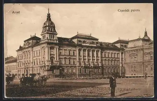 AK Arad, Csanádi palota, Pferdekutsche