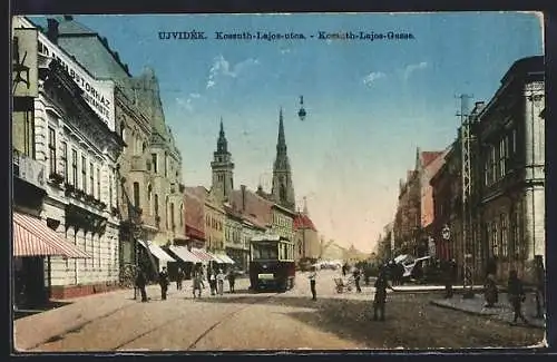 AK Ujvidek, Kossuth-Lajos-utca, Kossuth-Lajos-Gasse, Strassenbahn