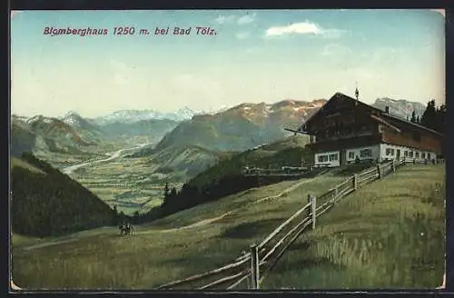 AK Wackersberg, Blomberghaus mit Bergpanorama
