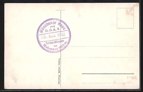 Künstler-AK Carl Moos: Watzmannhaus Sect. München, Panorama