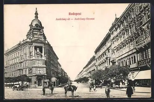 AK Budapest, Partie in der Andrássy-Strasse