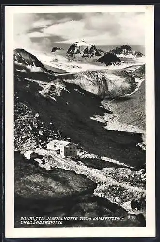 AK Jamtalhütte /Silvretta, Berghütte mit Jamspitzen und Dreiländerspitze
