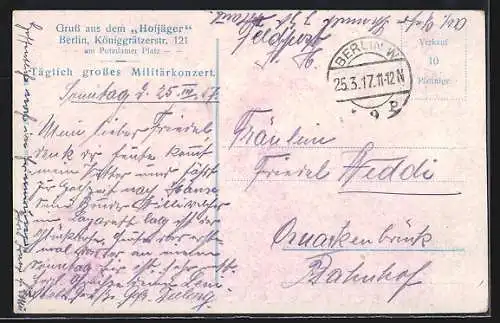 AK Berlin, Gasthof Hofjäger, Königgrätzerstrasse 121