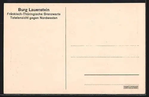 AK Lauenstein / Oberfranken, Burg Lauenstein, Totalansicht gegen Nordwesten