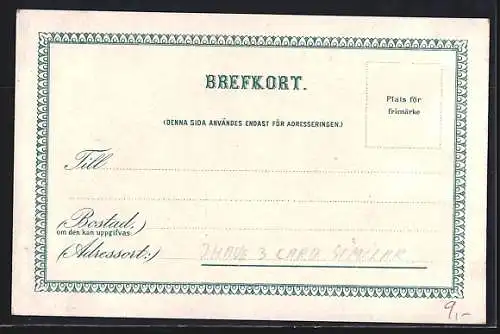 Lithographie Saltsjöbaden, Inselpanorama mit Booten