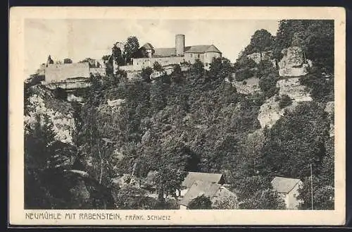 AK Neumühle / Bayreuth, Ortsansicht mit Schloss Rabenstein