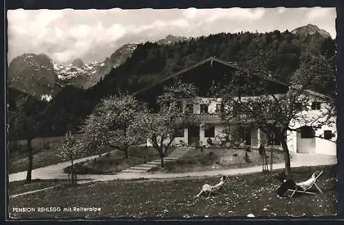 AK Ramsau / Berchtesgaden, Café und Pension Rehlegg mit Reiteralpe