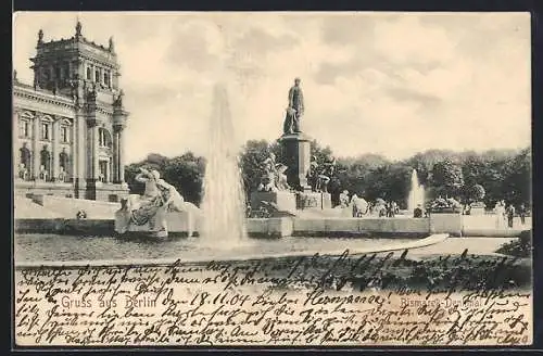 AK Berlin, Partie am Bismarck-Denkmal