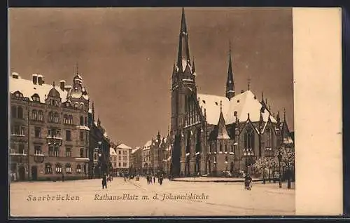 AK Saarbrücken, Rathaus-Platz m. d. Johanniskirche