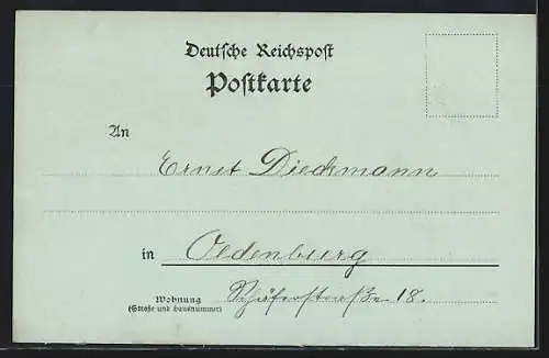 Mondschein-AK Oldenburg / O., Elisabeth-Anna-Palais