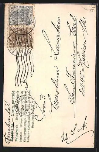 AK Berlin, Blick auf das Bismarckdenkmal, Passepartout mit Spinne