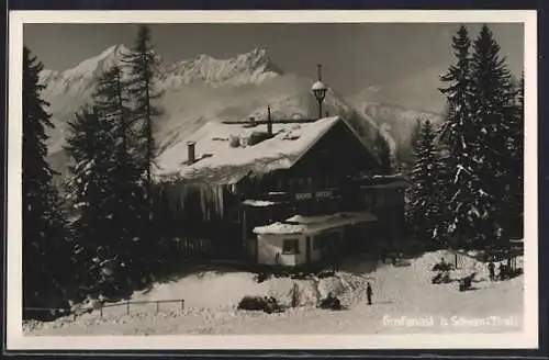 AK Schwaz /Tirol, Das Gasthaus Grafenast im Schnee