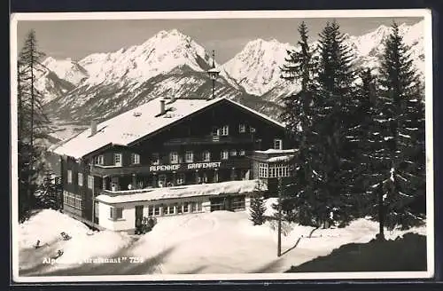 AK Schwaz, Der Alpengasthof Grafenast gegen die Berge