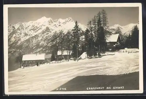 AK Schwaz, Der Alpengasthof Grafenast im Bergpanorama