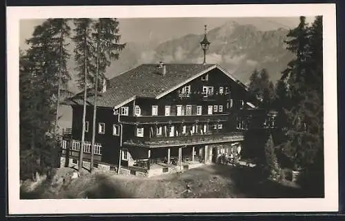 AK Schwaz, Alpengasthof Hubertushaus am Pillberg v. Josef Klocker gegen die Berge