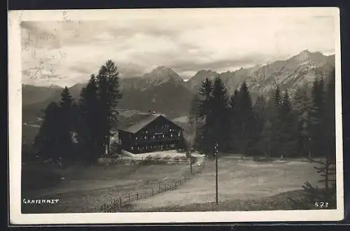 AK Schwaz, Der Alpengasthof Grafenast gegen die Berge