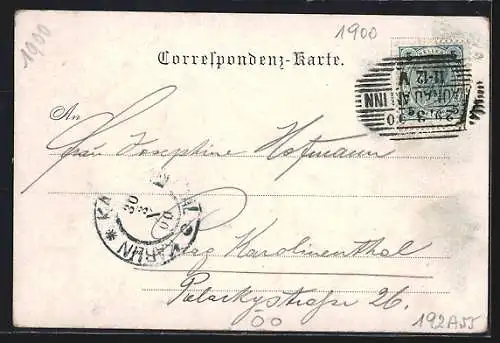 Künstler-AK Braunau, Österreichischer Brückenkopf, Ortspanorama