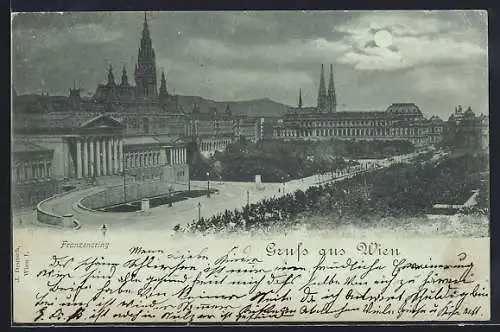 Mondschein-AK Wien, Blick auf den Franzensring