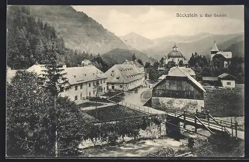 AK Böckstein b. Bad Gastein, Strassenpartie mit Kirche