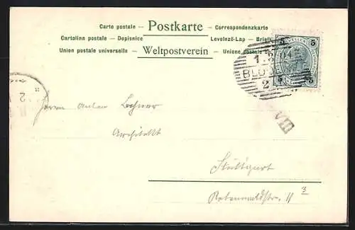 Künstler-AK Otto Strützel: Landeck, Ortsansicht mit Uferpartie