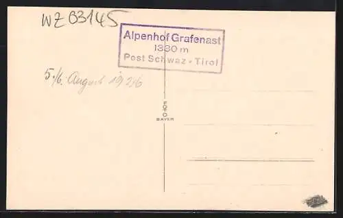 AK Schwaz, Alpengasthof Grafenast im Gebirgspanorama