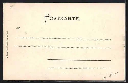 Künstler-AK Bruck an der Grossglocknerstrasse, Ortsansicht mit Flusspartie
