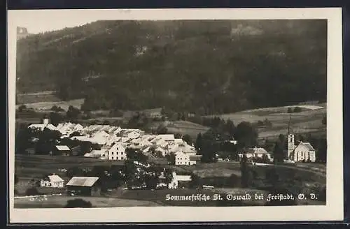 AK St. Oswald bei Freistadt, Ortsansicht aus der Vogelschau