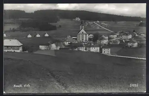 AK Sandl /O.Ö., Ortsansicht mit Kirche