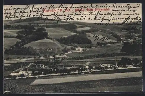 AK Grimmenstein, Bahnhof Edlitz-Grimmenstein, Pappenfabrik H. Walli und Bahnhof