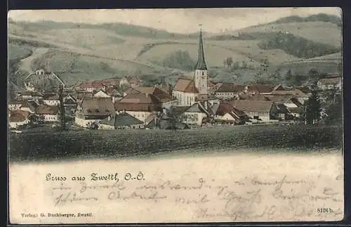 AK Zwettl /O.-Ö., Ortsansicht mit Kirche