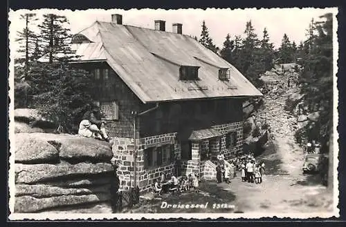 AK Dreisessel, Gasthaus mit Besuchern