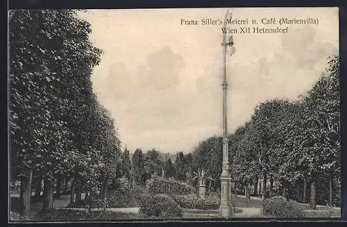 AK Wien, Hetzendorf, Gasthof Marienvilla, Franz Siller`s Meierei und Cafe