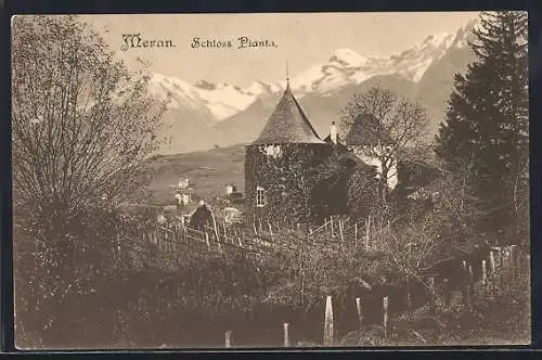 AK Meran, Schloss Planta gegen die Berge