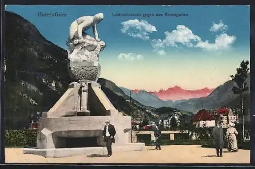 AK Bozen, Laurinsbrunnen gegen den Rosengarten