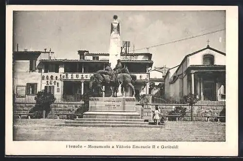 AK Fiesole, Monumento a Vittorio Emanuele II e Garibaldi