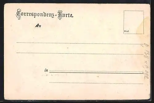 Künstler-AK Franzenfeste, Ortsansicht mit Eisenbahnbrücke und Zug