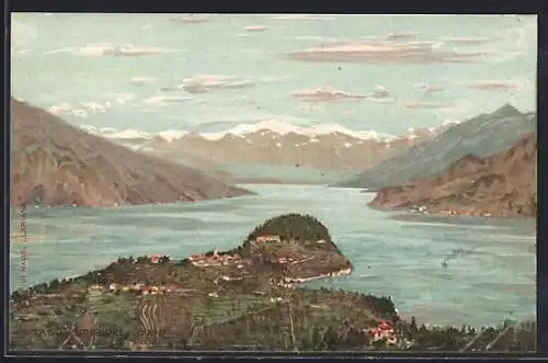 Künstler-AK Lago Superiore di Como, Panorama