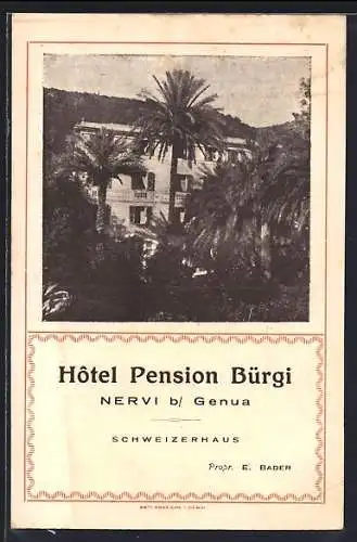 AK Nervi b. Genua, Hotel Pension Bürgi Schweizerhaus