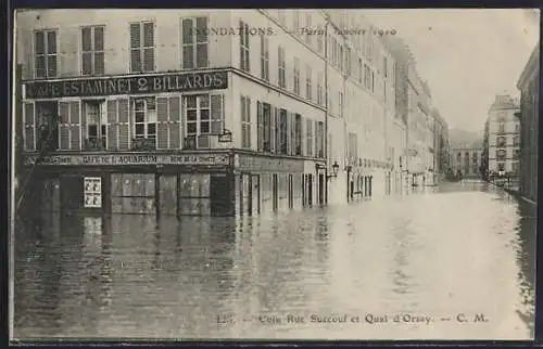 AK Paris, Inondations 1910, Coin Rue Surcouf et Quai d`Orsay