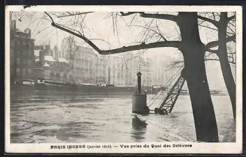 AK Paris, Inondation de janvier 1910, Vue prise du Quai des Orfèvres