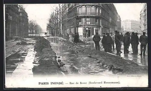 AK Paris, Rue de Rome inondée (Boulevard Haussmann)