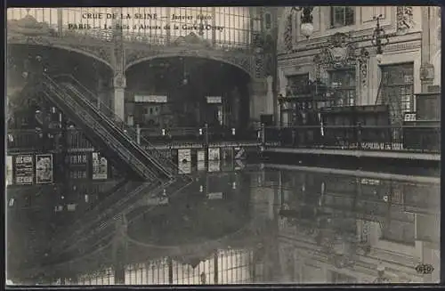 AK Paris, Crue de la Seine 1910, Salle d`attente de la Gare St-Lazare inondée