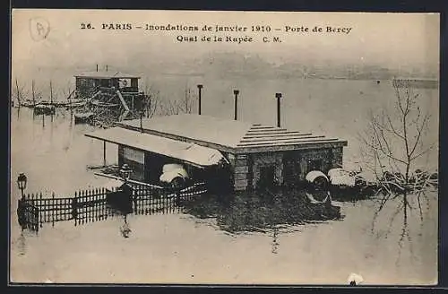 AK Paris, Inondations de janvier 1910, Porte de Bercy, Quai de la Rapée