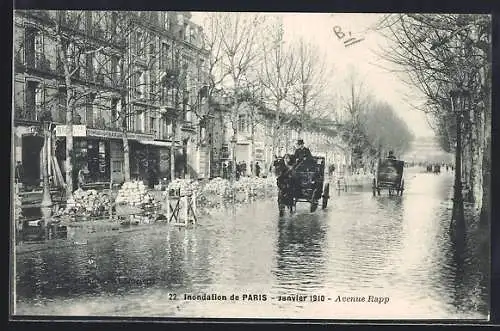 AK Paris, Inondation de janvier 1910, Avenue Rapp