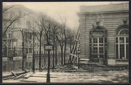 AK Paris, La crue de la Seine (Janvier-Février 1910), Rue de Constantine et Gare des Invalides
