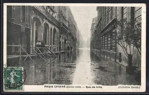 AK Paris, Rue de Lille inondée lors de la crue de 1910