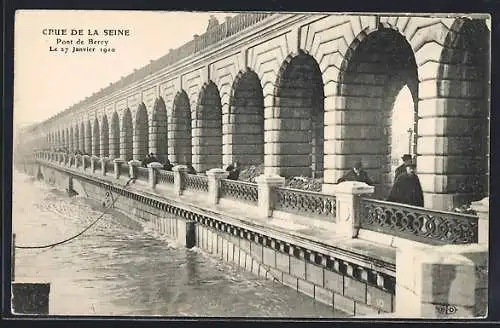 AK Paris, Pont de Bercy, Crue de la Seine, 27 janvier 1910