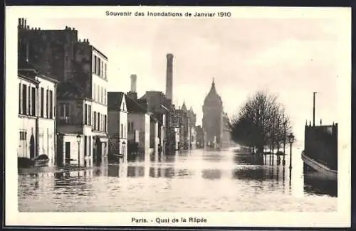 AK Paris, Quai de la Rapée lors des inondations de janvier 1910