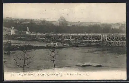 AK Paris, Inondations de 1910, Le Pont d`Iéna sous les eaux