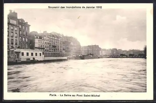 AK Paris, La Seine au Pont Saint-Michel lors des inondations de janvier 1910